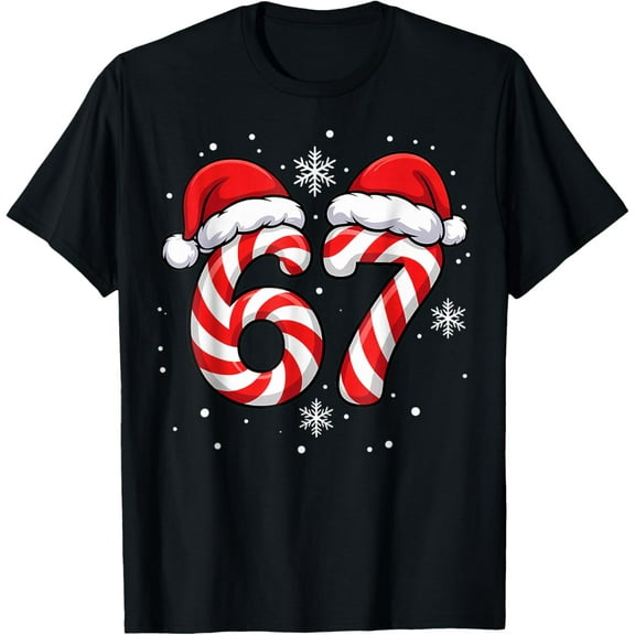 NODB Viral 67 Candy Canes Jolly Man Festive T-Shirt BLACK Unisex S-5XL Hot Trending Shirt, Vintage Birthday Gift