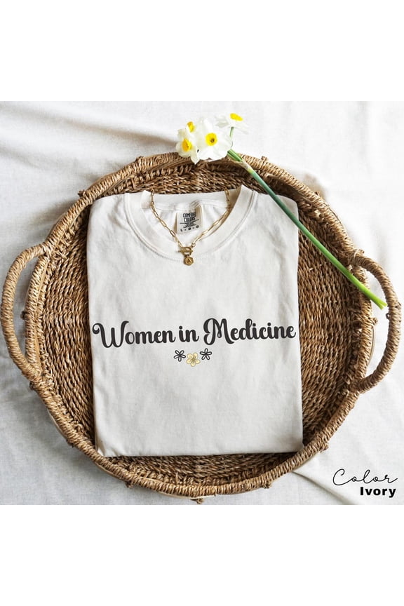 Women In Medicine Shirt, Gift Female Md, Female Doctor T-Shirt, New Doctor Physician Shirt, Toile Bow Shirt, Flower Nurse Shirt Floral WHITE Unisex S-5XL Hot Trending Shirt