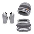 thumbnail image 1 of NOEGOEU 3Pcs Kids Winter Beanie Hat Scarf Gloves Set for Boys Girls, Knit Thick Fleece Lined Sets (Grey,4-10 Years), 1 of 8