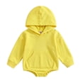 thumbnail image 1 of NOEGOEU Baby Hooded Romper with Pocket Long Sleeve Snap Buttom Jumpsuit Outfits Boy Girl 0-24M (Yellow,18-24 Months), 1 of 4