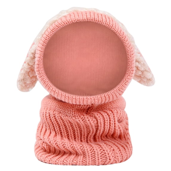NOEGOEU Baby Winter Hat Scarf Set Hood Warm Knit Caps, Toddler Boys Girls Hats Beanie 6-36M (Pink,One Size)