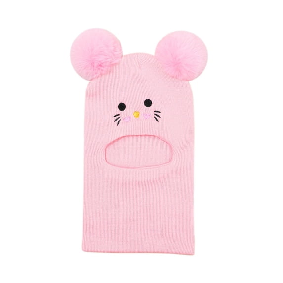 NOEGOEU Baby Winter Hat Scarf Toddler Kids Winter Hats Warm Windproof Knit Beanie Balaclava (Pink,1-6 Years)