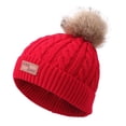 thumbnail image 1 of NOEGOEU Baby Winter Hat Toddler Stretchy Knitted Beanies with Pom Poms Beanie for Kids Girls Boys (Red,1-4 Years), 1 of 8