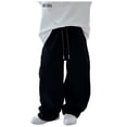 thumbnail image 1 of NOEGOEU Boys Baggy Sweatpants Wide Leg Casual Elastic Waist Drawstring Athletic Joggers Fall Pants 5-15 Y (Black,14-15Years), 1 of 6