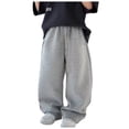 thumbnail image 1 of NOEGOEU Boys Baggy Sweatpants Wide Leg Casual Elastic Waist Drawstring Athletic Joggers Fall Pants 5-15 Y (Grey,5-6Years), 1 of 8