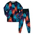 thumbnail image 1 of NOEGOEU Boys Girls Halloween Pajamas Kids Toddler Cute Graphic Long Sleeve Sleepwear Set 2-9Y (Dark Blue,2-3 Years), 1 of 7