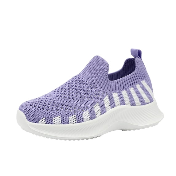NOEGOEU Boys Girls Slip on Mesh Shoes Non Slip Soft Sole Breathable Lightweight Sneakers for Kids (Purple,12.5)