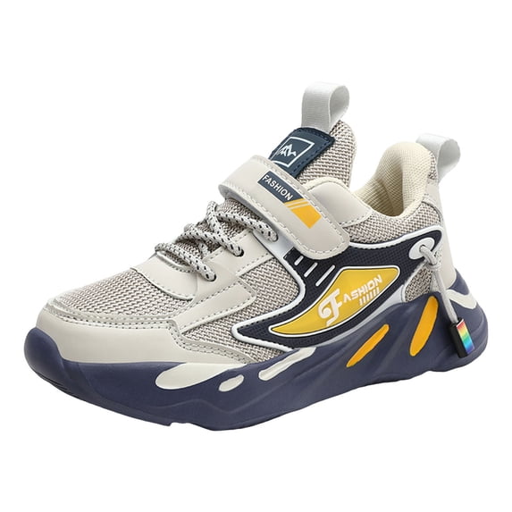 NOEGOEU Boys Girls Sneakers Sports Tennis Shoes Breathable Lightweight Non Slip Running Shoes for Kids 5-11Y (Grey,5-5.5 Years)