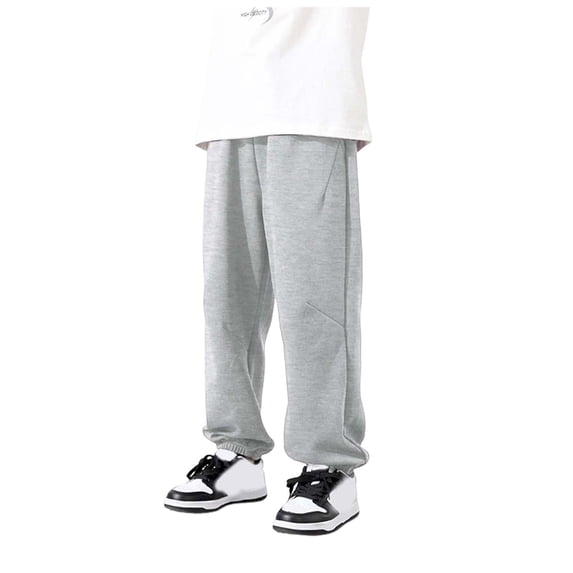 NOEGOEU Boys Sweatpants Cotton Athletic Joggers Pants Kids Sweats with Pockets Workout Clothes (Grey,5-6 Years)