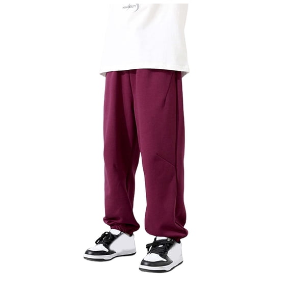 NOEGOEU Boys Sweatpants Cotton Athletic Joggers Pants Kids Sweats with Pockets Workout Clothes (Red,11-12 Years)