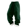 thumbnail image 1 of NOEGOEU Boys Sweatpants Fleece Lined Athletic Joggers for Winter Open Bottom, Drawstring Waist (Dark Green,1-2 Years), 1 of 3