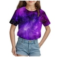 thumbnail image 1 of NOEGOEU Girls T Shirts Short Sleeve Crewneck Tops Summer Trendy Graphic Tees Clothes 3-13 Years (Light Purple,6-7 Years), 1 of 4