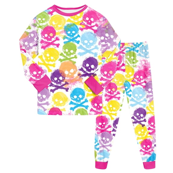 NOEGOEU Halloween Pajamas Kids Boys Girls Funny Graphic Long Sleeve Sleepwear Set 2-9 Years (Yellow,6-7 Years)