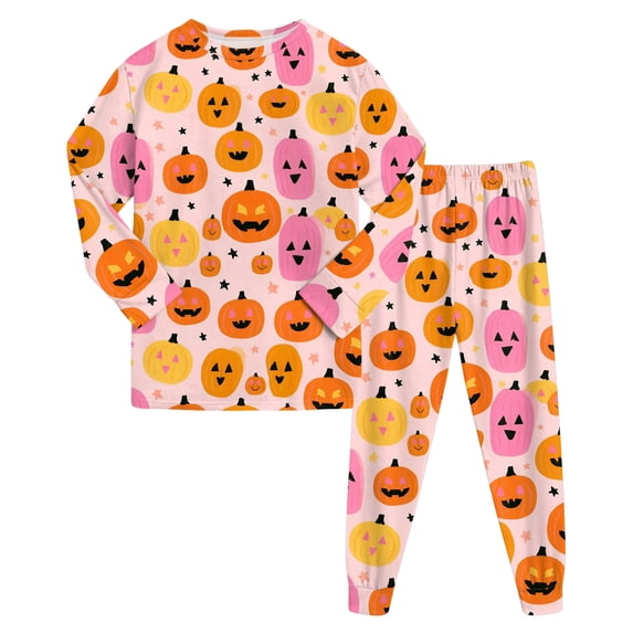 NOEGOEU Kids Boys Girls Halloween Pajamas Long Sleeve Top and Pants Sleepwear Set 2-9Y (Red,7-8 Years)