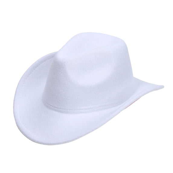 NOEGOEU Kids Cowboy Hat for Girls Boys Western Cowgirl Hats for Kid Unisex Wide Brim Fedora Hat (White,4-10 Years)