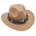 thumbnail image 1 of NOEGOEU Kids Cowboy Hat with Beaded Fringe Band Boys Girls Western Hat Size 3-8Y (Beige,3-8 Years), 1 of 4