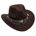 thumbnail image 1 of NOEGOEU Kids Cowboy Hat with Beaded Fringe Band Boys Girls Western Hat Size 3-8Y (Coffee,3-8 Years), 1 of 4