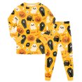 thumbnail image 1 of NOEGOEU Kids Halloween Pajamas Boys Girls Soft Cute Graphic Long Sleeve Top and Pants 2-9 Years (Orange,3-4 Years), 1 of 6