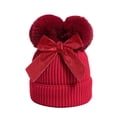 thumbnail image 1 of NOEGOEU Kids Winter Beanie Hats, Children's Warm Knit Thick Ski Cap with Pom Pom for Boys Girls (Red,6-36 Months), 1 of 4