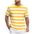thumbnail image 1 of NOEGOEU Mens Short Sleeve T Shirts Striped Casual Crewneck Basic Shirt Stretch Summer Beach Tees (Yellow,XXL), 1 of 7