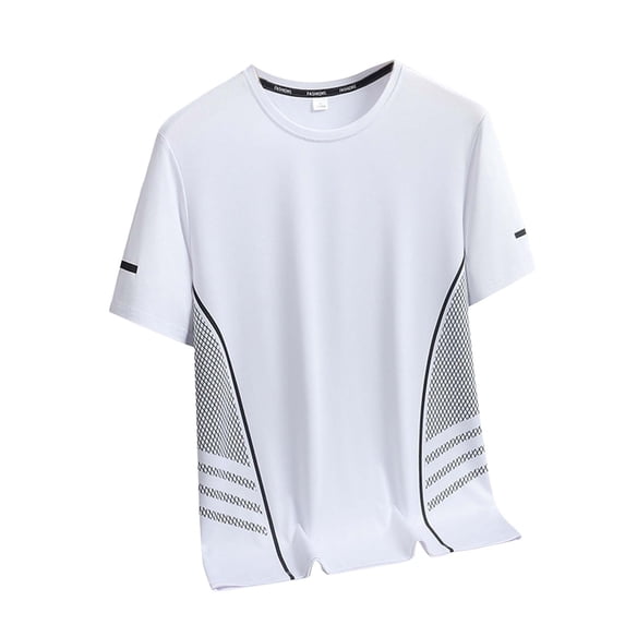 NOEGOEU Mens Workout T Shirts Cooling Athletic Short Sleeve Shirt Gym Running Breathable Tops (White,XXXXL)