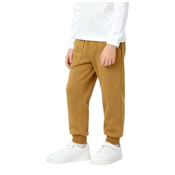 NOEGOEU Pants for Kids Boys Sweatpants Joggers Casual Athletic Pants with Drawstring Pockets 5-14Y (Brown,7-8 Years)