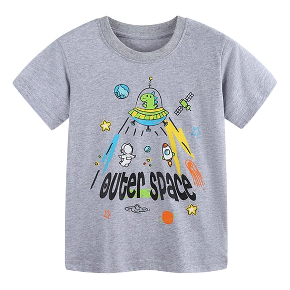 NOEGOEU Shirts for Boys Short Sleeve Crew Neck Graphic Tshirts Toddler Clothes Age 1-7 Years (Grey,3-4 Years)