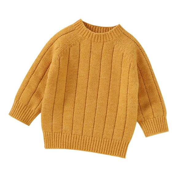 NOEGOEU Toddler Baby Boys Girls Sweater Crewneck Knit Long Sleeve Casual Pullover 6M-3Y (Yellow,18-24 Months)