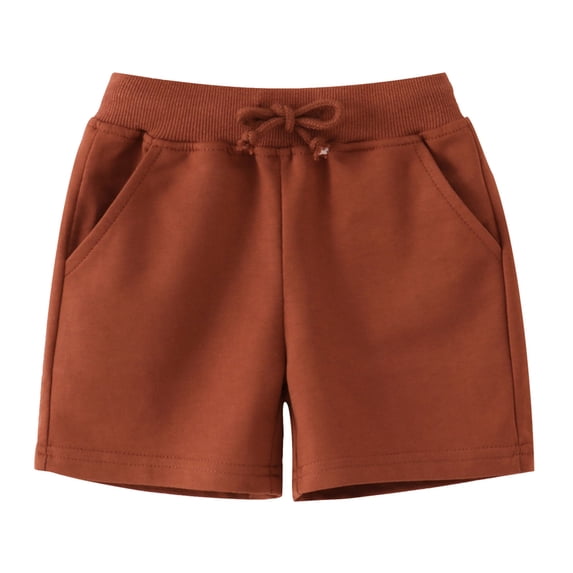 NOEGOEU Toddler Boys Girls Cotton Shorts Kids Jogger Active Sport Shorts with Drawstring 1-7 Years (Brick Red,4-5 Years)