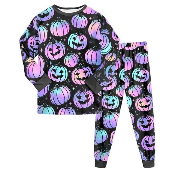 NOEGOEU Toddler Boys Girls Halloween Pajamas Kids Cute Graphic Long Sleeve Sleepwear Set 2-9Y (Blue,3-4 Years)