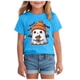 thumbnail image 1 of NOEGOEU Toddler Girls Halloween Shirts Short Sleeve Crewneck Tshirts Fall Graphic Tees Cute Tops (Blue,2-3 Years), 1 of 5