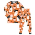 thumbnail image 1 of NOEGOEU Toddler Halloween Pajamas Kids Boys Girls Cute Graphic Long Sleeve Sleepwear Set (Orange,3-4 Years), 1 of 8