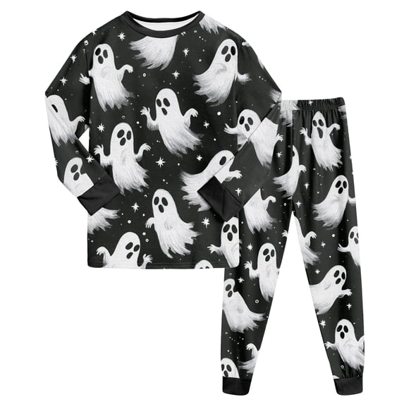 NOEGOEU Toddler Halloween Pajamas Kids Boys Girls Long Sleeve Top and Pants Sleepwear Set (Black,4-5 Years)