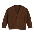 thumbnail image 1 of NOEGOEU Unisex Uniform Cardigan for Girls Boys, Button Down V-Neck Long Sleeve Cotton Sweaters (Brown,110), 1 of 7