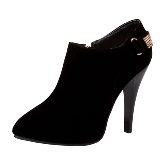 NOEGOEU Women's Suede Boots Platform Stiletto Ankle Boots Side Zip Fall Winter Dress Shoes (Black,39)