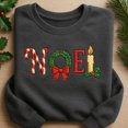 thumbnail image 1 of NOEL Embroidered Sweatshirt, Christmas Candy Cane Crewneck, Wreath Holiday Shirt, Candle Xmas Sweater Gift, 1 of 4
