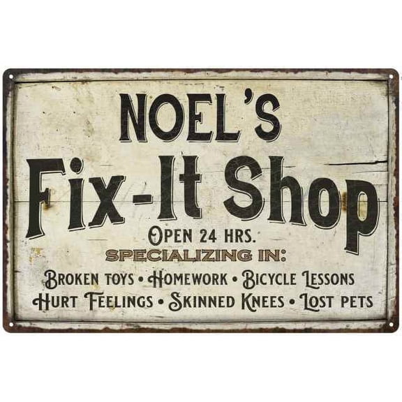 NOEL'S Fix-It Shop Sign Grandpa Dad Wall Decor Gift 8x12 Metal 208120006386
