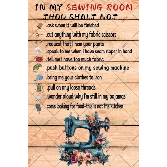 NOETE 12x16 Inch Sewing Room Wall Art Vintage Metal Tin Sign for Sewing Lovers, Unique Home & Studio Decor Gift, Perfect for Craft Room Decor