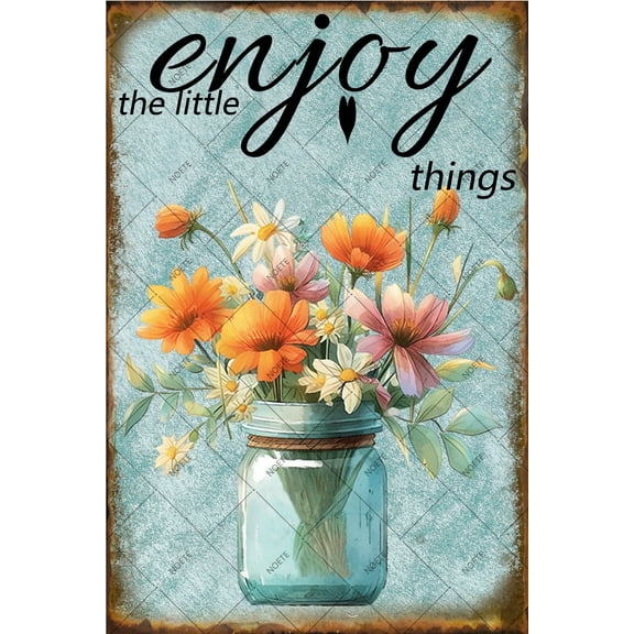 NOETE 12x16 Inch Vintage Metal Tin Sign Rustic Outdoor Wall Decor for Garden, Farmhouse, Kitchen & Bathroom Funny Fresh Flowers Retro Botanical Art
