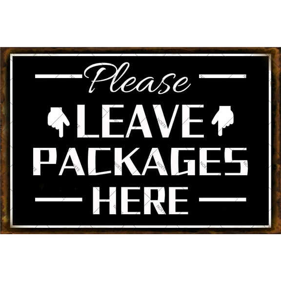 NOETE 8x12 Inch Aluminum "Please Leave Packages Here" Metal Tin Sign Durable Indoor/Outdoor Delivery Sign for Front Door, Porch, Business & Home Decor