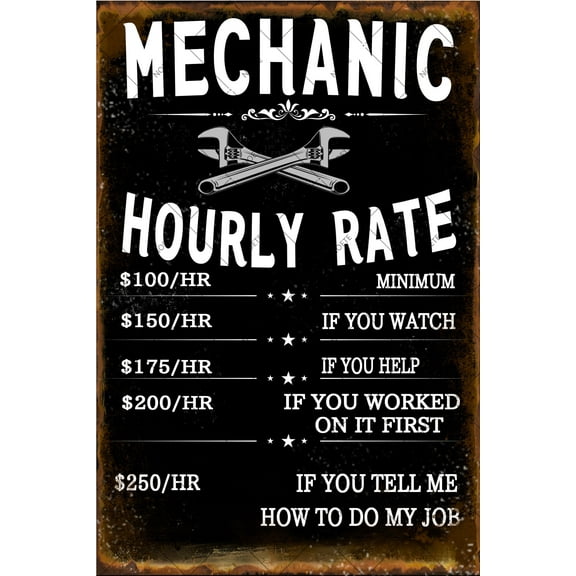 NOETE 8x12 Inch Mechanic Rules Vintage Tin Sign Durable Metal Wall Art for Garage, Workshop & Man Cave Perfect Mechanic Gifts for Car Lovers & DIY Enthusiasts