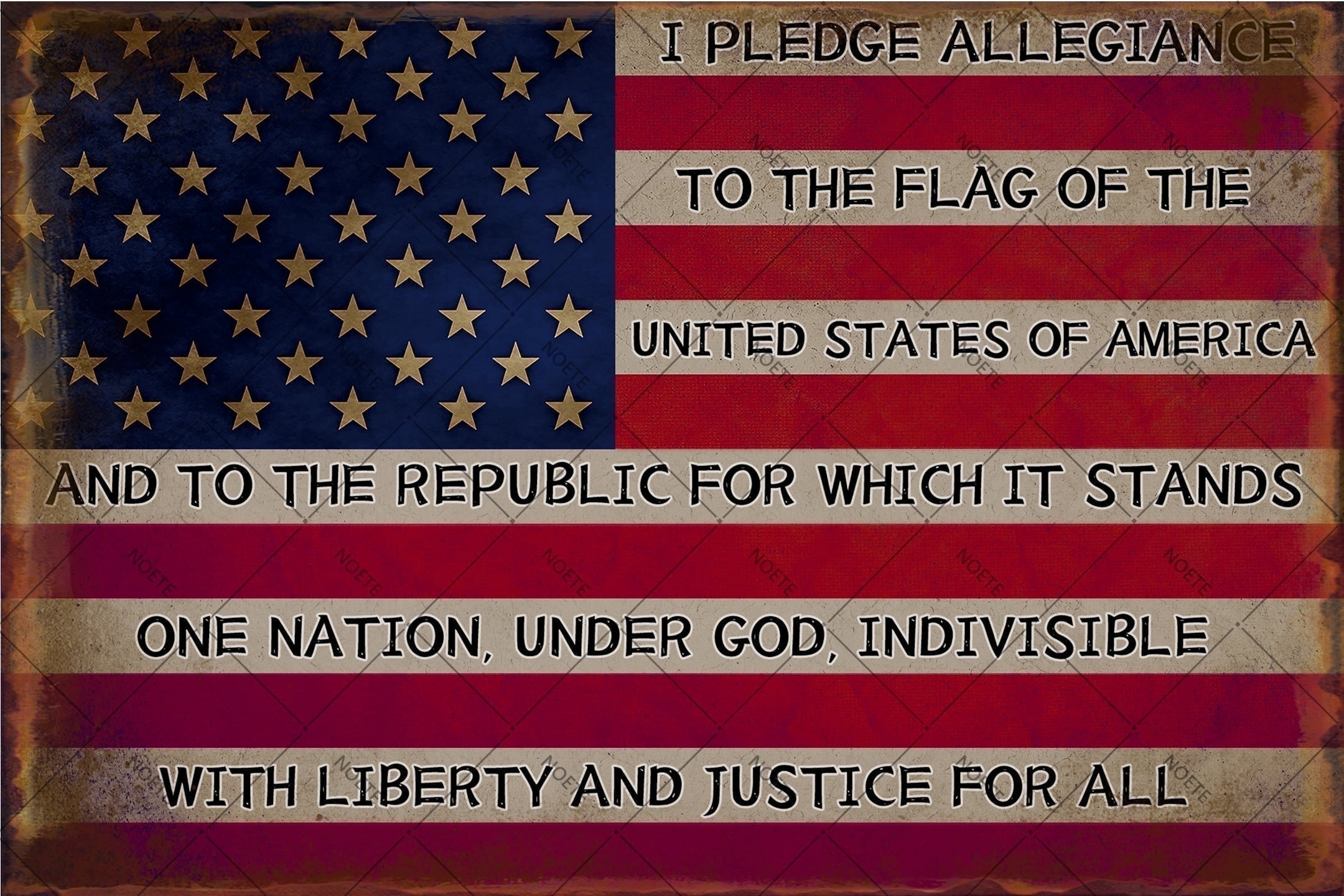 Noete 8x12 inch Metal Tin Sign - Vintage American Flag Decor for Wall ...