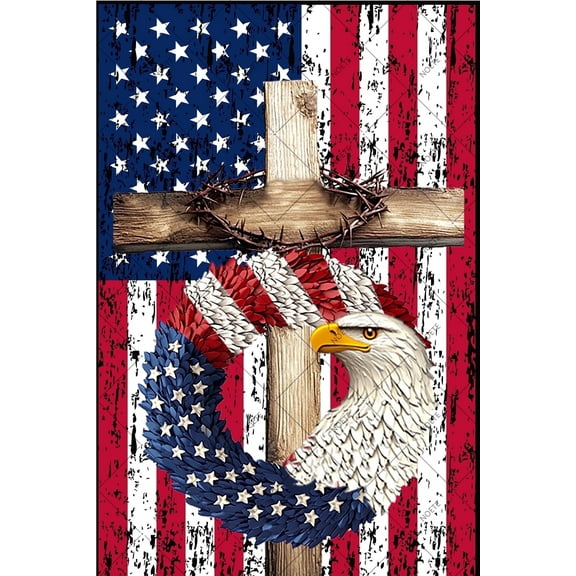 NOETE 8x12 Inch Metal Tin Sign - Vintage Patriotic American Flag Decor for Memorial Day, 4th of July, Yard, Bar, Home & Living Room Wall Art