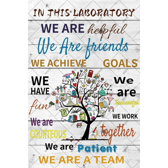 NOETE 8x12 Inch Science Wall Art Inspirational Laboratory Decor for Classroom, School & Library Metal Tin Sign for Patient Team & Scientists