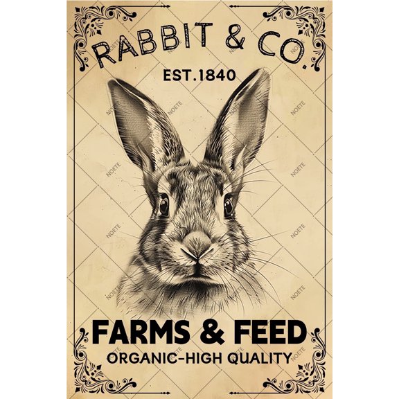 NOETE Easter Tin Sign - 12x16 Inch Primitive Country Bunny Decorations for Home, Farmhouse, Classroom & Party | Rustic Wall Art, Retro Metal Plaque, Cute Gift for Kids & Family