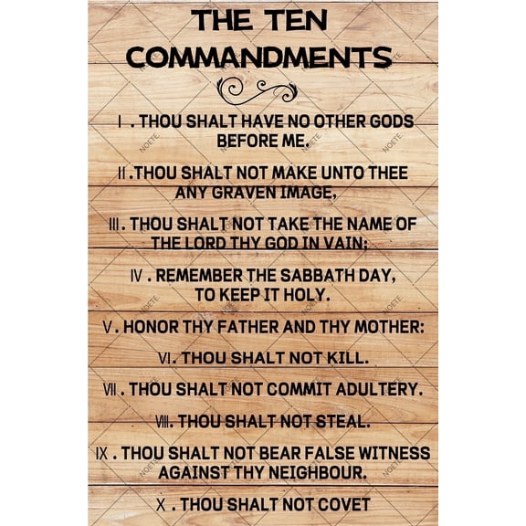 NOETE Farmhouse Decor The Ten Commandments Metal Tin Sign with Inspirational Quote Rustic Hanging Sign for Home, Living Room, Office 8x12 Inch
