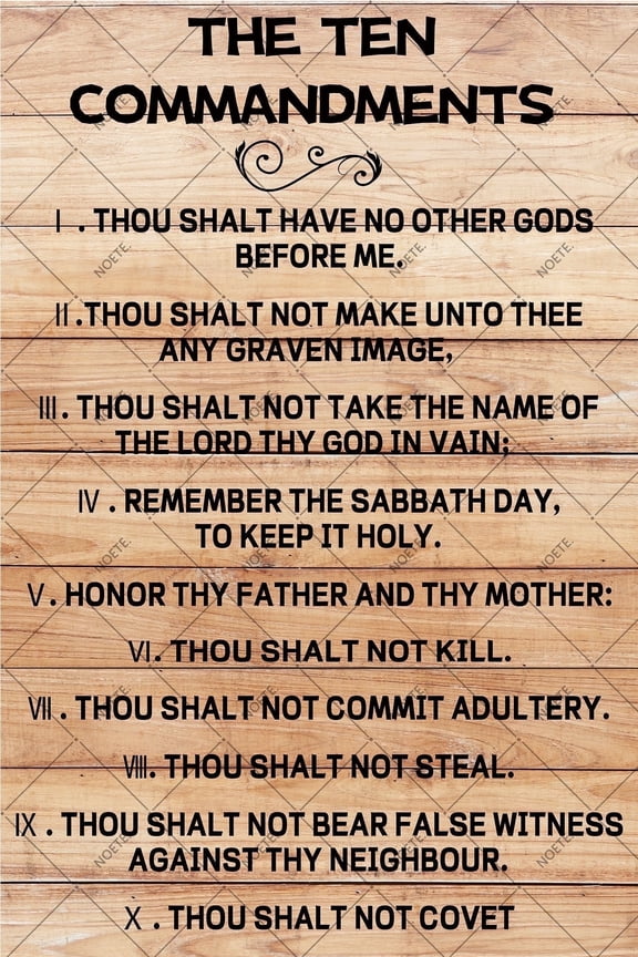 Farmhouse Decor The Ten Commandments Metal Tin Sign with Inspirational Quote Rustic Hanging Sign for Home, Living Room, Office 8x12 Inch