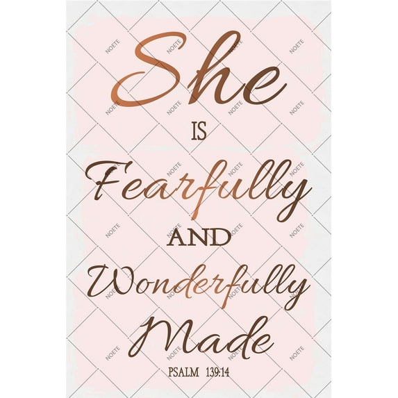 NOETE Metal Tin Sign "Fearfully and Wonderfully Made" Bible Verse Plaque Psalm 139:14 Inspirational Christian Wall Art Decor, 8x12 Inch, Perfect for Home, Church & Office