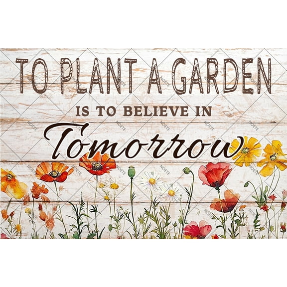 NOETE Vintage Spring Garden Decorations - 8x12 Inch Rustic Metal Tin Sign for Home, Garden, Greenhouse, Living Room, Bedroom, Yard & Backyard Outdoor Decor