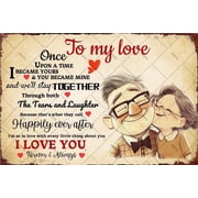 NOETE To My Wife Decor - Romantic Couple Wall Art 8x12 Inch, To My Life Sign for Husband & Wife, Vintage Metal Tin Sign for Bedroom, Home, Anniversary Gift